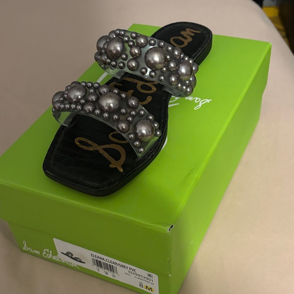 Sam Edelman Elena Clear Grey PVC Sandal .